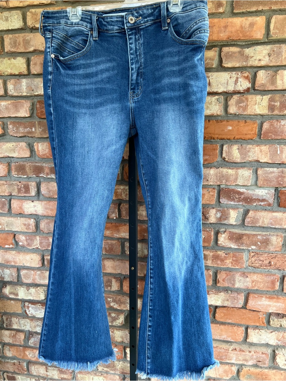 Kancan Women's Blue Faded Flare Jeans  size 32